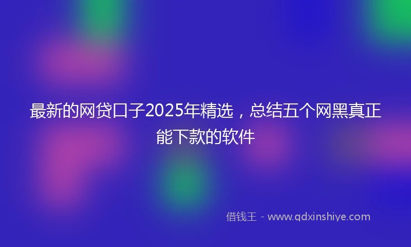 最新的网贷口子2025年精选,总结五个网黑真正能下款的软件