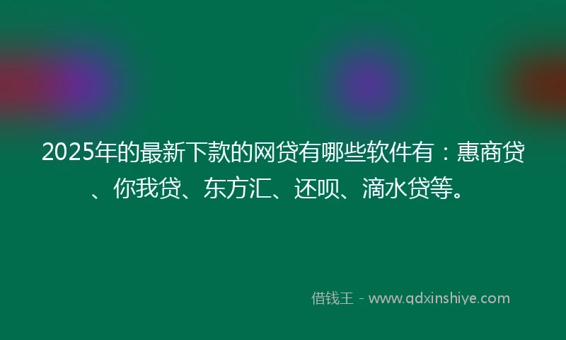 2025年的最新下款的网贷有哪些软件有：惠商贷、你我贷、东方汇、还呗、滴水贷等。