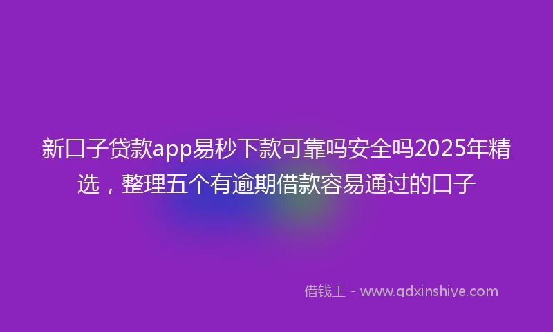 新口子贷款app易秒下款可靠吗安全吗2025年精选，整理五个有逾期借款容易通过的口子