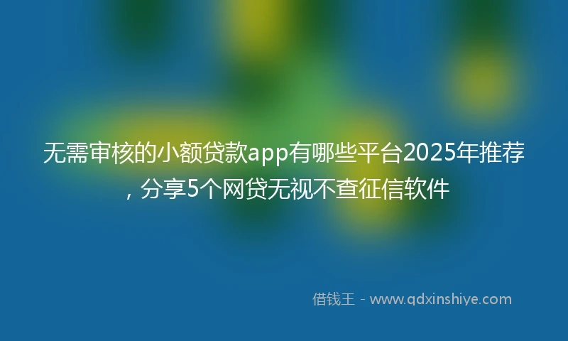 无需审核的小额贷款app有哪些平台2025年推荐，分享5个网贷无视不查征信软件