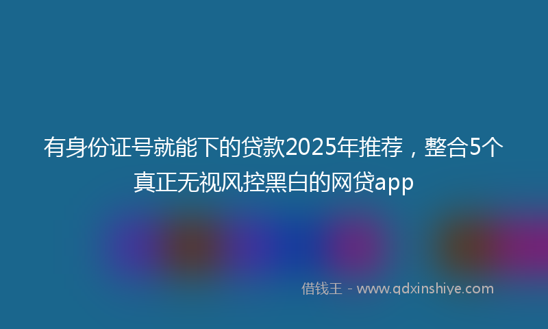 有身份证号就能下的贷款2025年推荐，整合5个真正无视风控黑白的网贷app