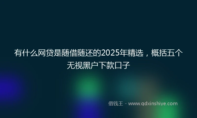 有什么网贷是随借随还的2025年精选，概括五个无视黑户下款口子