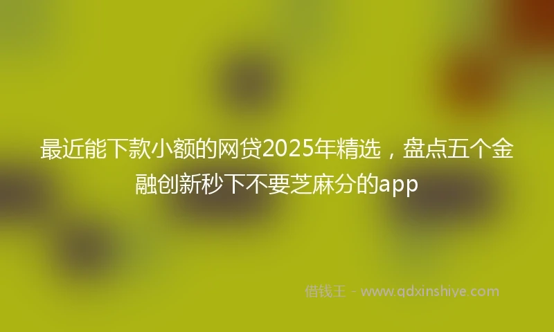 最近能下款小额的网贷2025年精选，盘点五个金融创新秒下不要芝麻分的app