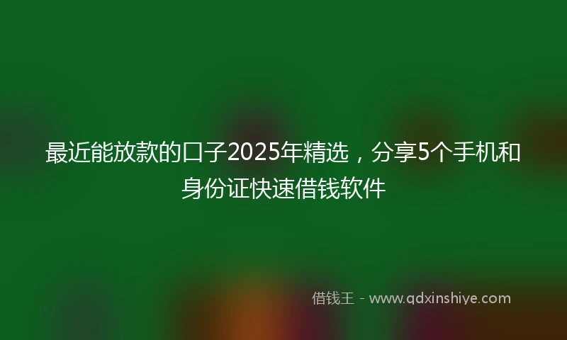 最近能放款的口子2025年精选，分享5个手机和身份证快速借钱软件