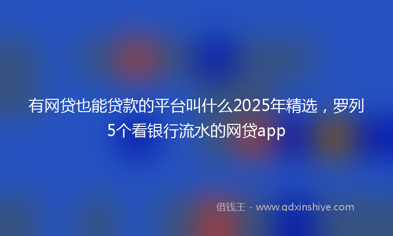 有网贷也能贷款的平台叫什么2025年精选，罗列5个看银行流水的网贷app