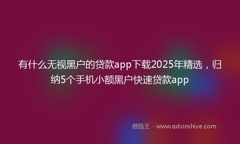 有什么无视黑户的贷款app下载2025年精选，归纳5个手机小额黑户快速贷款app