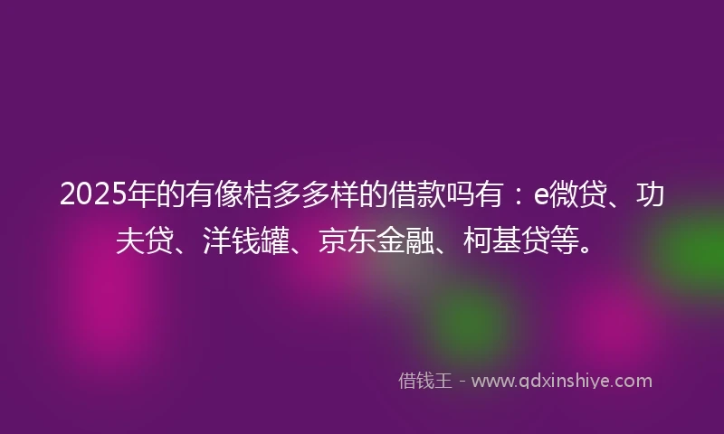 2025年的有像桔多多样的借款吗有：e微贷、功夫贷、洋钱罐、京东金融、柯基贷等。