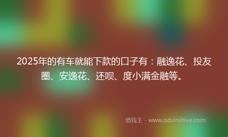 2025年的有车就能下款的口子有：融逸花、投友圈、安逸花、还呗、度小满金融等。