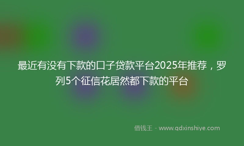 最近有没有下款的口子贷款平台2025年推荐，罗列5个征信花居然都下款的平台