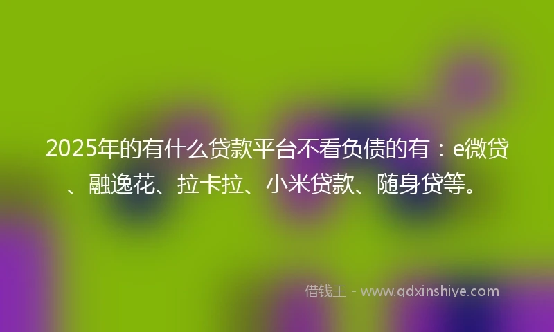 2025年的有什么贷款平台不看负债的有：e微贷、融逸花、拉卡拉、小米贷款、随身贷等。
