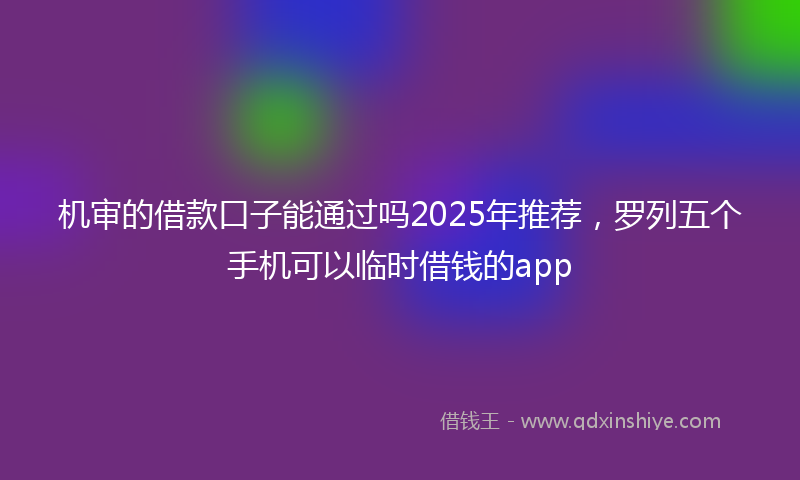 机审的借款口子能通过吗2025年推荐，罗列五个手机可以临时借钱的app