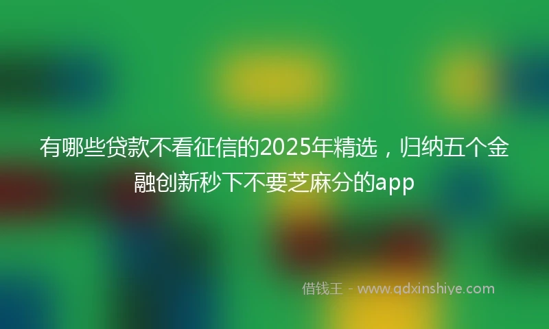 有哪些贷款不看征信的2025年精选，归纳五个金融创新秒下不要芝麻分的app