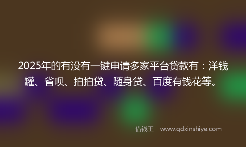 2025年的有没有一键申请多家平台贷款有：洋钱罐、省呗、拍拍贷、随身贷、百度有钱花等。