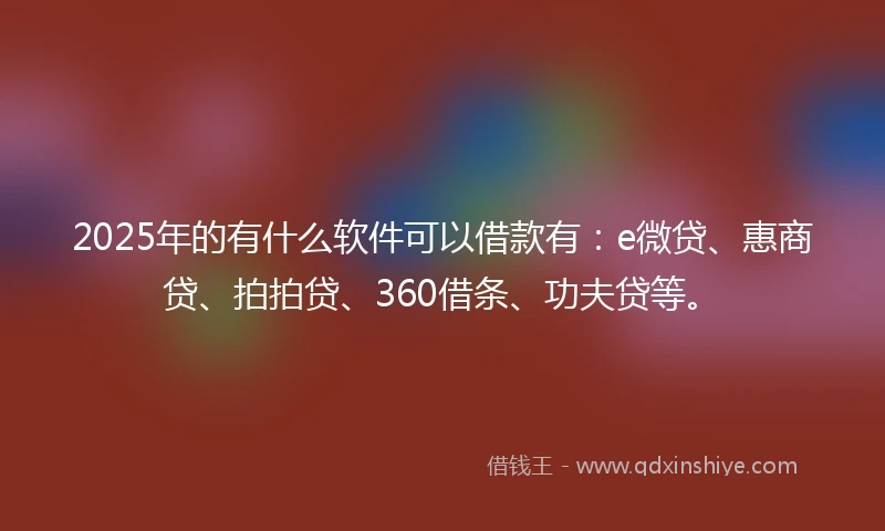 2025年的有什么软件可以借款有：e微贷、惠商贷、拍拍贷、360借条、功夫贷等。