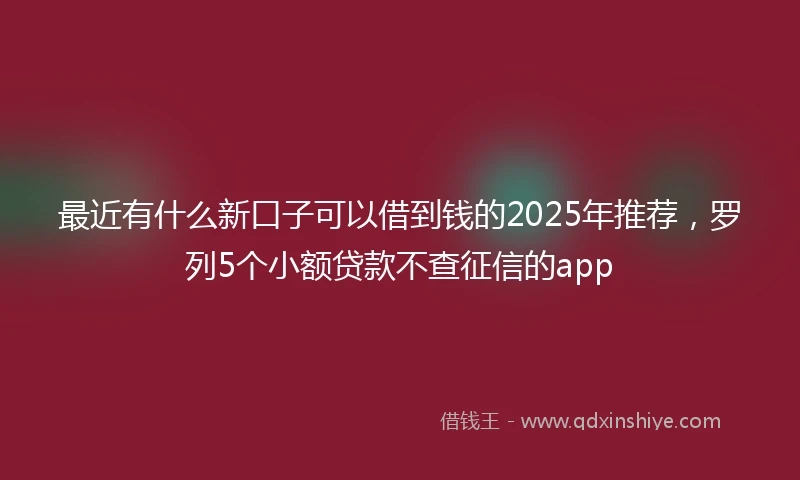 最近有什么新口子可以借到钱的2025年推荐，罗列5个小额贷款不查征信的app