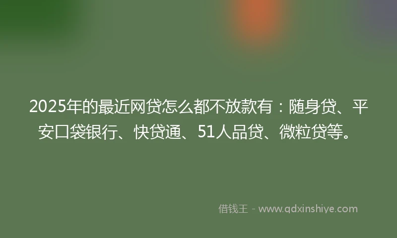 2025年的最近网贷怎么都不放款有：随身贷、平安口袋银行、快贷通、51人品贷、微粒贷等。