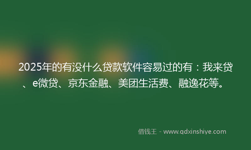 2025年的有没什么贷款软件容易过的有：我来贷、e微贷、京东金融、美团生活费、融逸花等。