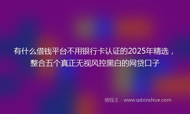 有什么借钱平台不用银行卡认证的2025年精选，整合五个真正无视风控黑白的网贷口子