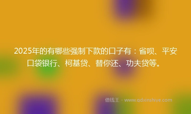 2025年的有哪些强制下款的口子有：省呗、平安口袋银行、柯基贷、替你还、功夫贷等。