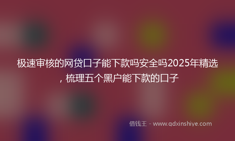 极速审核的网贷口子能下款吗安全吗2025年精选，梳理五个黑户能下款的口子