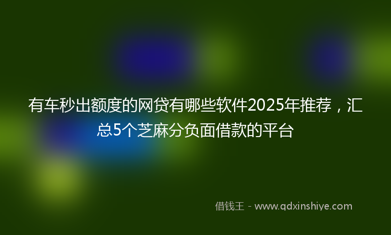 有车秒出额度的网贷有哪些软件2025年推荐，汇总5个芝麻分负面借款的平台