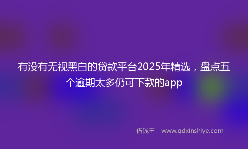 有没有无视黑白的贷款平台2025年精选，盘点五个逾期太多仍可下款的app