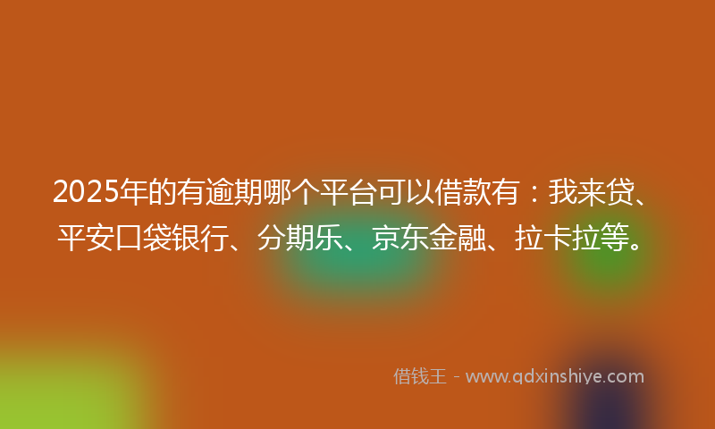 2025年的有逾期哪个平台可以借款有：我来贷、平安口袋银行、分期乐、京东金融、拉卡拉等。