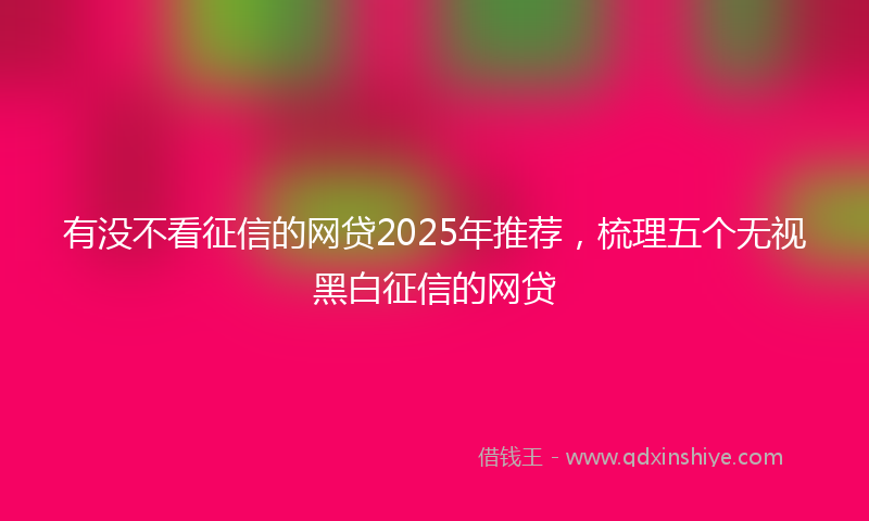 有没不看征信的网贷2025年推荐，梳理五个无视黑白征信的网贷