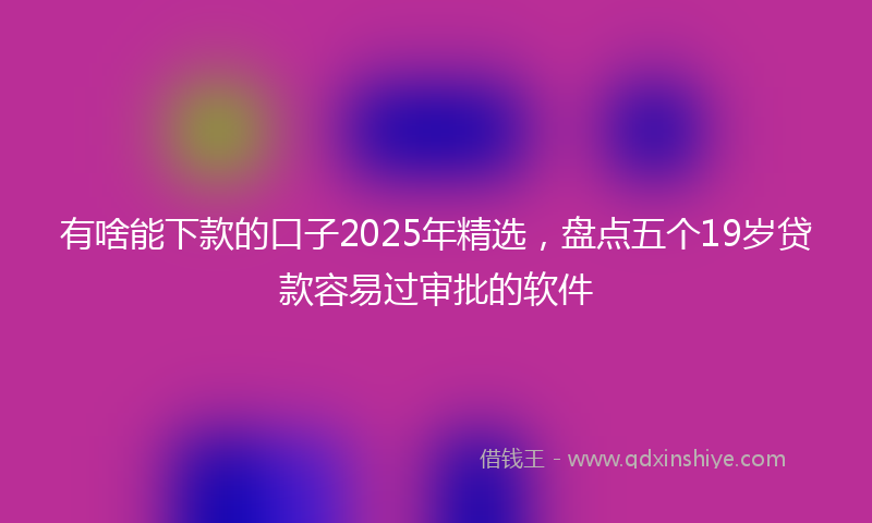 有啥能下款的口子2025年精选，盘点五个19岁贷款容易过审批的软件