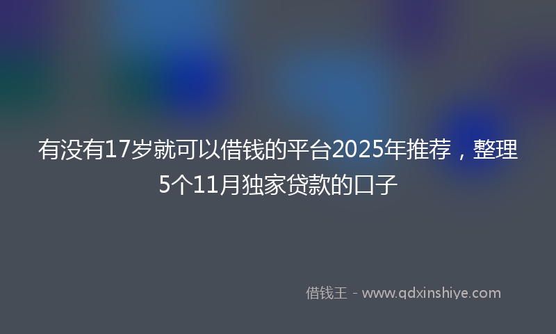 有没有17岁就可以借钱的平台2025年推荐，整理5个11月独家贷款的口子