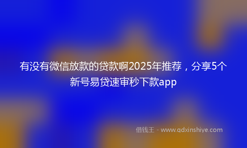 有没有微信放款的贷款啊2025年推荐，分享5个新号易贷速审秒下款app