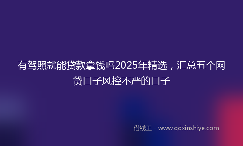 有驾照就能贷款拿钱吗2025年精选，汇总五个网贷口子风控不严的口子