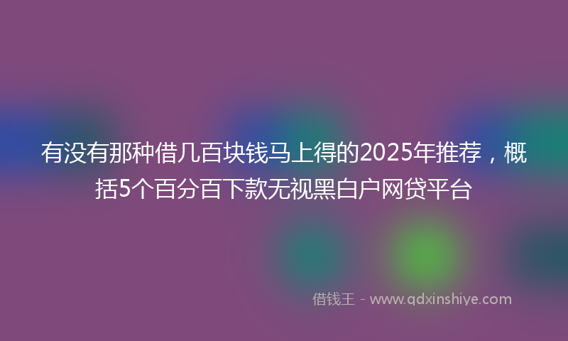 有没有那种借几百块钱马上得的2025年推荐，概括5个百分百下款无视黑白户网贷平台