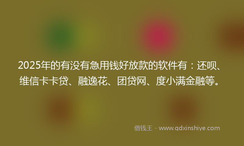 2025年的有没有急用钱好放款的软件有：还呗、维信卡卡贷、融逸花、团贷网、度小满金融等。