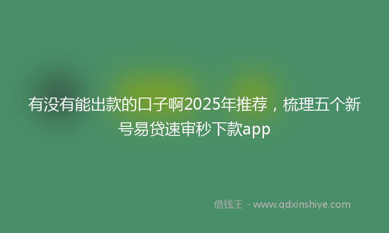 有没有能出款的口子啊2025年推荐，梳理五个新号易贷速审秒下款app