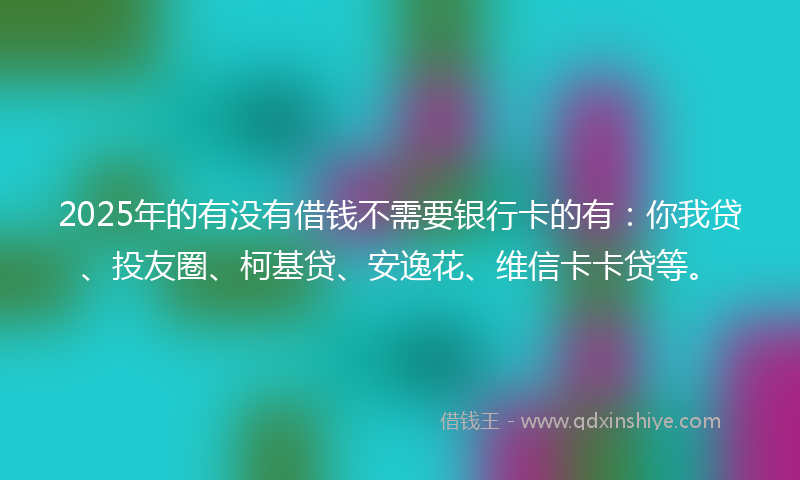 2025年的有没有借钱不需要银行卡的有：你我贷、投友圈、柯基贷、安逸花、维信卡卡贷等。