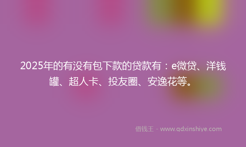 2025年的有没有包下款的贷款有：e微贷、洋钱罐、超人卡、投友圈、安逸花等。