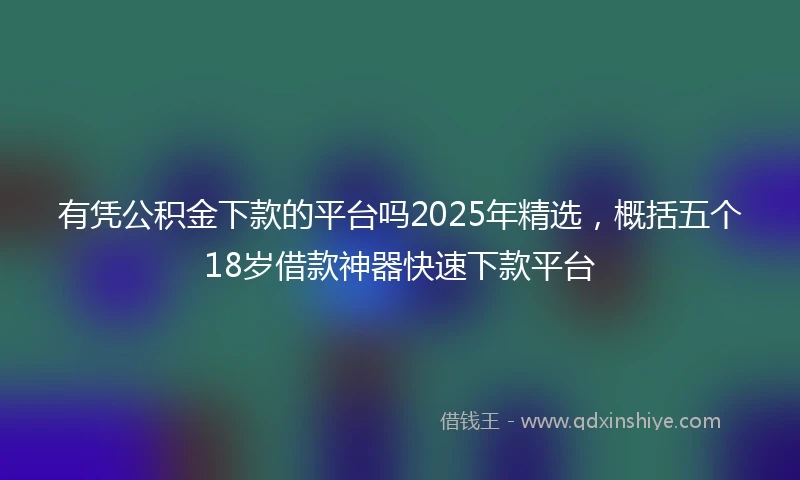 有凭公积金下款的平台吗2025年精选，概括五个18岁借款神器快速下款平台