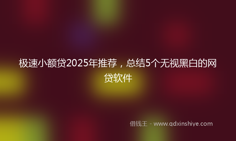 极速小额贷2025年推荐，总结5个无视黑白的网贷软件