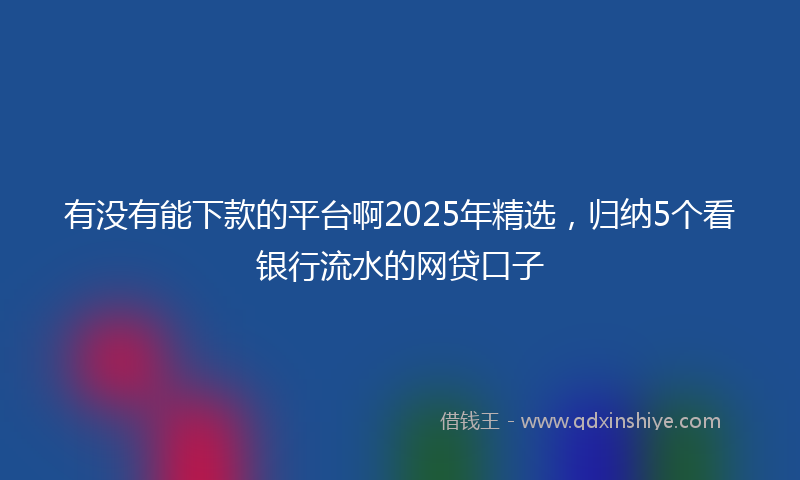 有没有能下款的平台啊2025年精选，归纳5个看银行流水的网贷口子