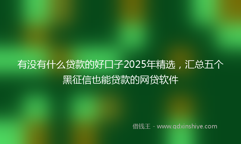 有没有什么贷款的好口子2025年精选，汇总五个黑征信也能贷款的网贷软件