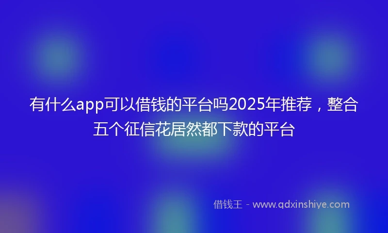有什么app可以借钱的平台吗2025年推荐，整合五个征信花居然都下款的平台