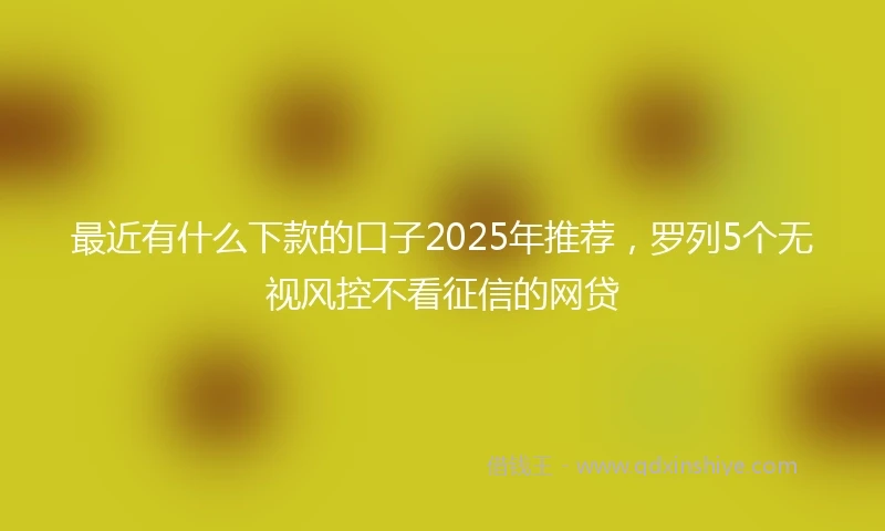 最近有什么下款的口子2025年推荐，罗列5个无视风控不看征信的网贷