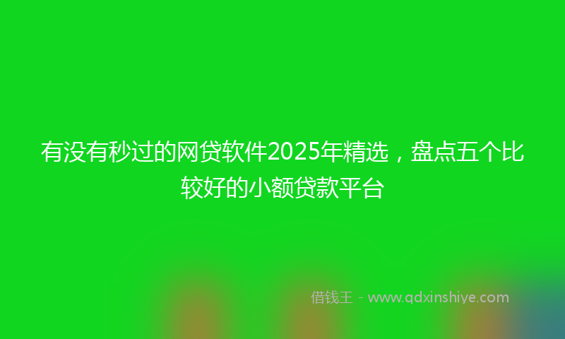 有没有秒过的网贷软件2025年精选，盘点五个比较好的小额贷款平台