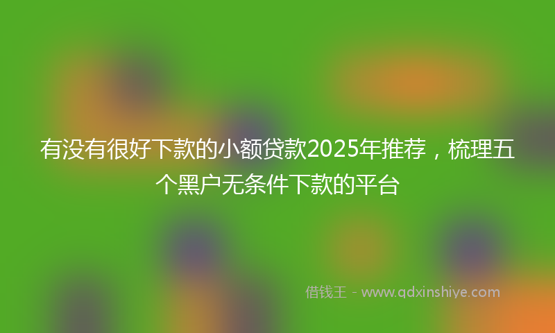 有没有很好下款的小额贷款2025年推荐，梳理五个黑户无条件下款的平台