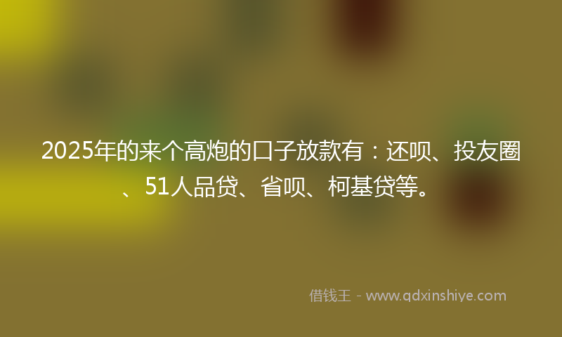 2025年的来个高炮的口子放款有：还呗、投友圈、51人品贷、省呗、柯基贷等。