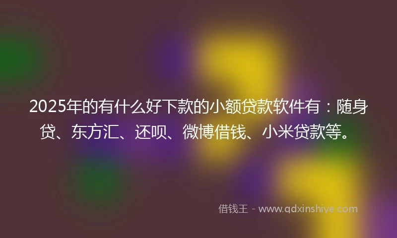 2025年的有什么好下款的小额贷款软件有：随身贷、东方汇、还呗、微博借钱、小米贷款等。