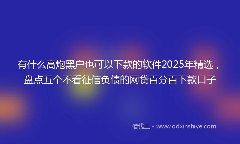 有什么高炮黑户也可以下款的软件2025年精选，盘点五个不看征信负债的网贷百分百下款口子