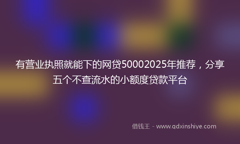有营业执照就能下的网贷50002025年推荐，分享五个不查流水的小额度贷款平台