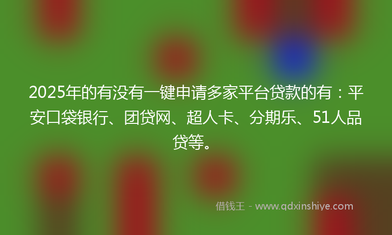 2025年的有没有一键申请多家平台贷款的有：平安口袋银行、团贷网、超人卡、分期乐、51人品贷等。